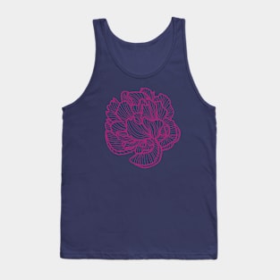 Peony line-art dark pink Tank Top